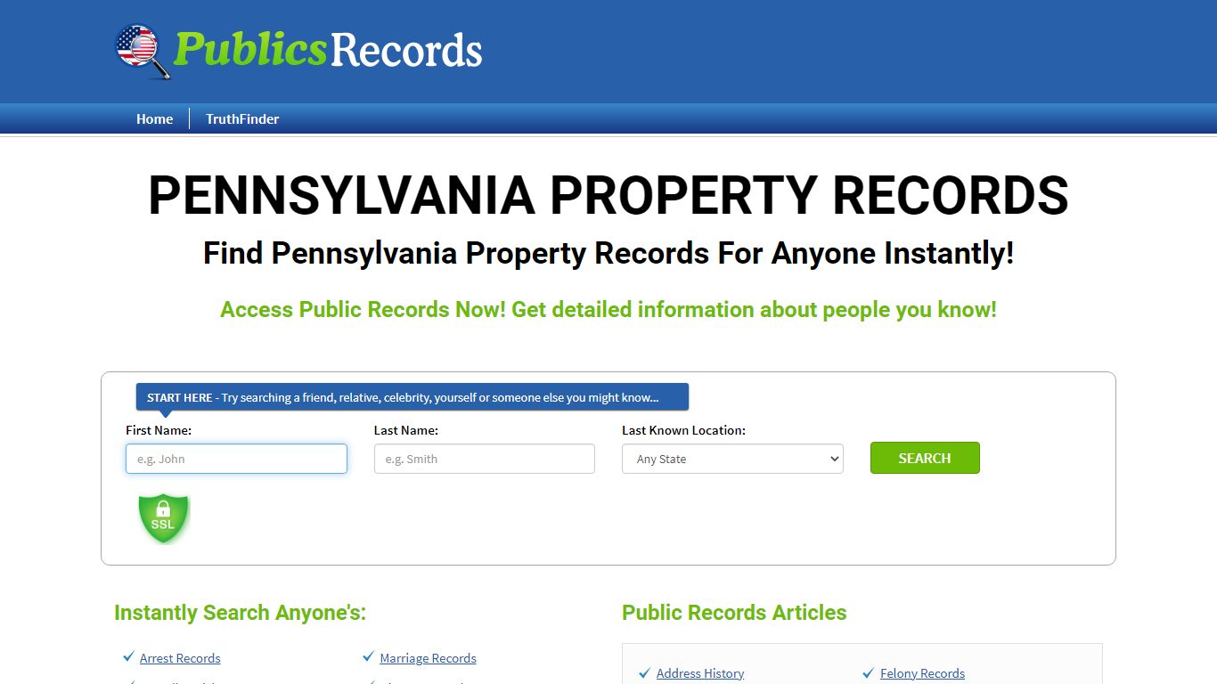 Find Pennsylvania Property Records For Anyone Instantly!